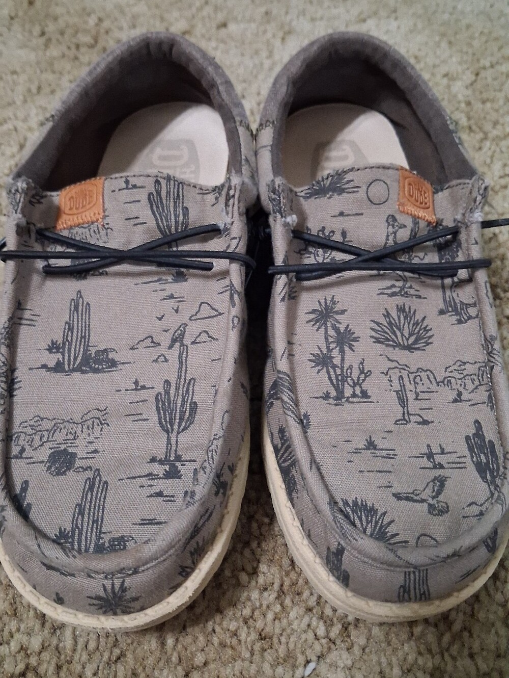 Hey Dude Kids Slip-On Sneakers in Light Olive with Charcoal Desert Print
